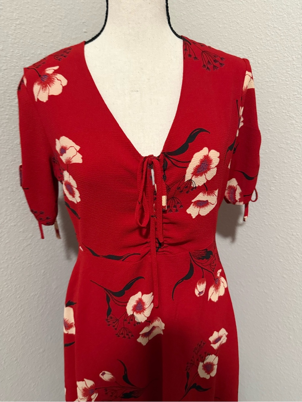 Mango Red Floral Dress, Size 6 - Picture 3 of 6